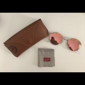 Round Copper Flash Silver Frame Ray Ban Sunglasses